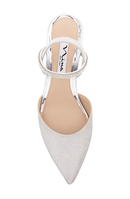 Nina Billie Womens Glitter Pointed Toe Slingback Heels In Silver