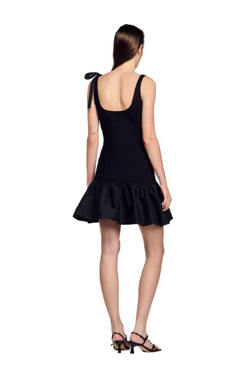 Sandro Peplum-hem Jersey Minidress In Black