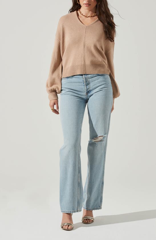 Shop Astr The Label Back Cutout Sweater In Tan