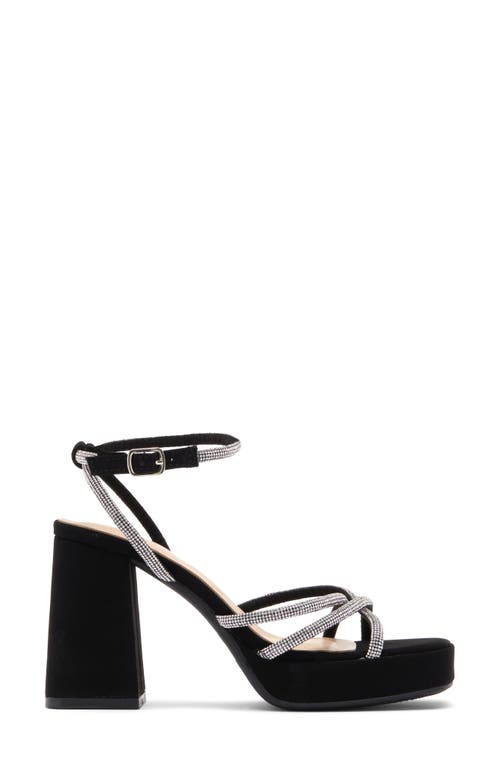 Top Guy Shoes Crystal Platform Sandal In Black Nubuck