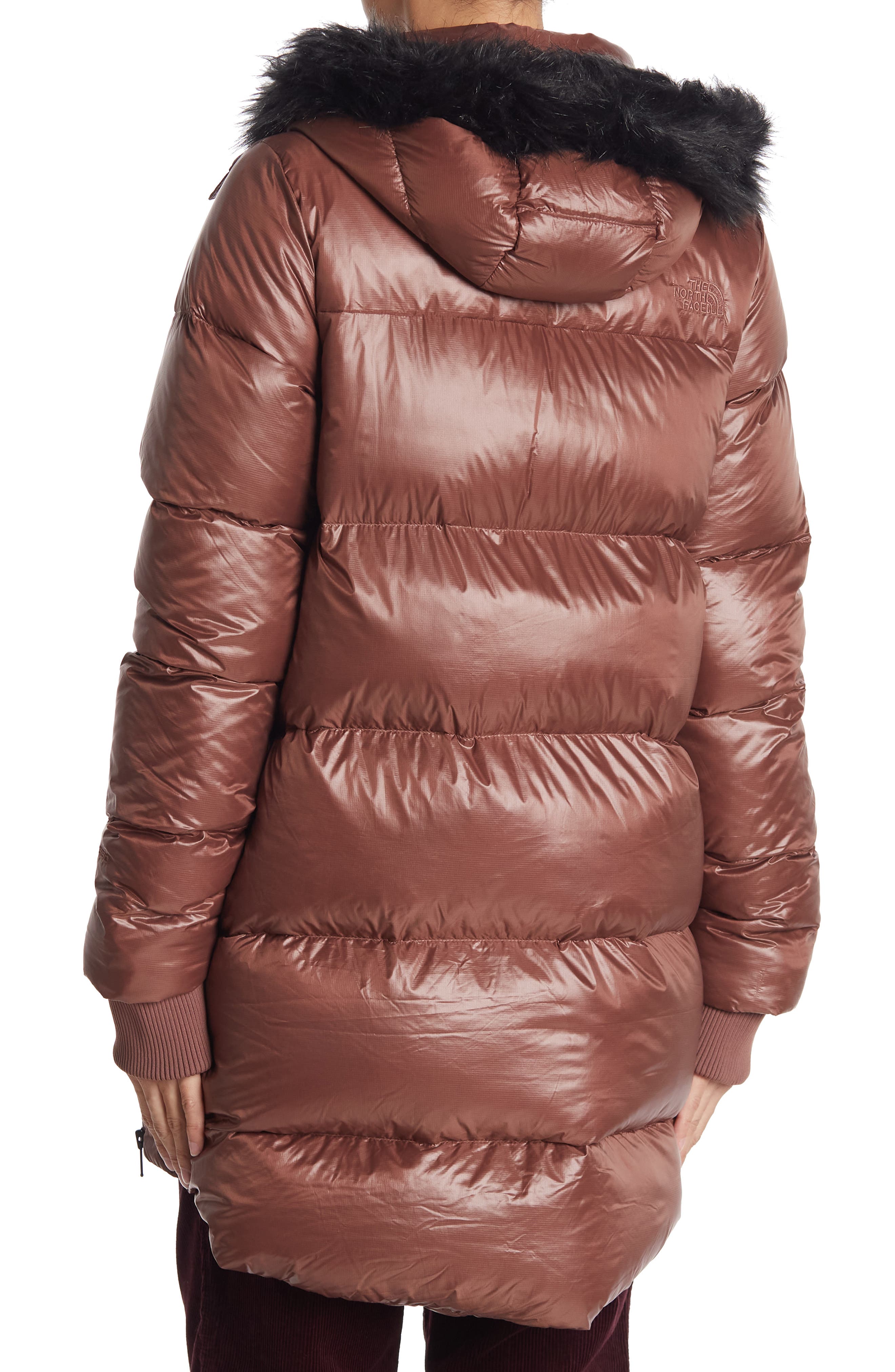 long down jacket with fur hood