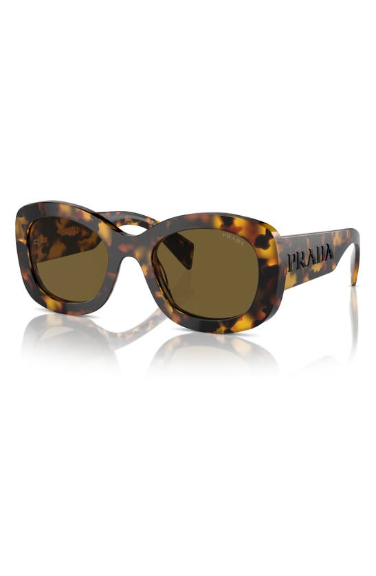 Shop Prada 54mm Oval Polarized Sunglasses In Dark Brown