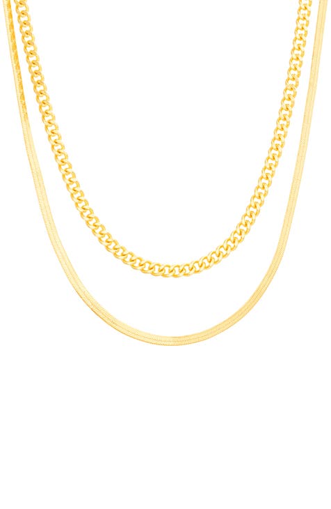 Curb & Herringbone Chain Necklace