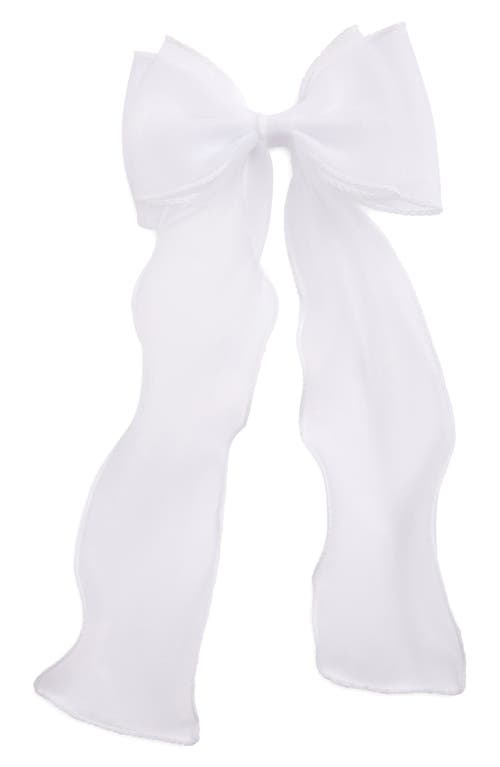 Low Organza Bow Clip in White Blanc