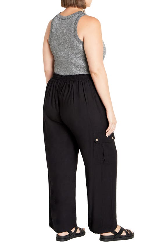 Shop City Chic Kasbah Wide Leg Cargo Pants In Black