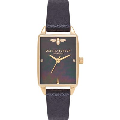 Olivia Burton Beehive Leather Strap Watch, 20Mm