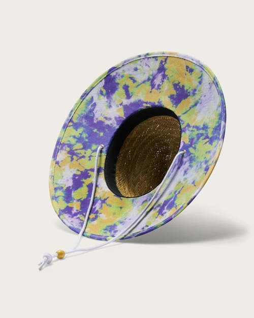 Hemlock Dylan Big Kids Straw Lifeguard Hat In Purple & Green Tie-dye