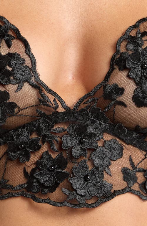 Kilo Brava Floral Embroidered Longline Bralette In Black