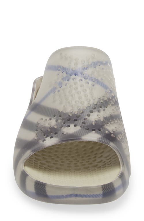 Shop Burberry Stingray Check Ekd Slide Sandal In Lichen Check