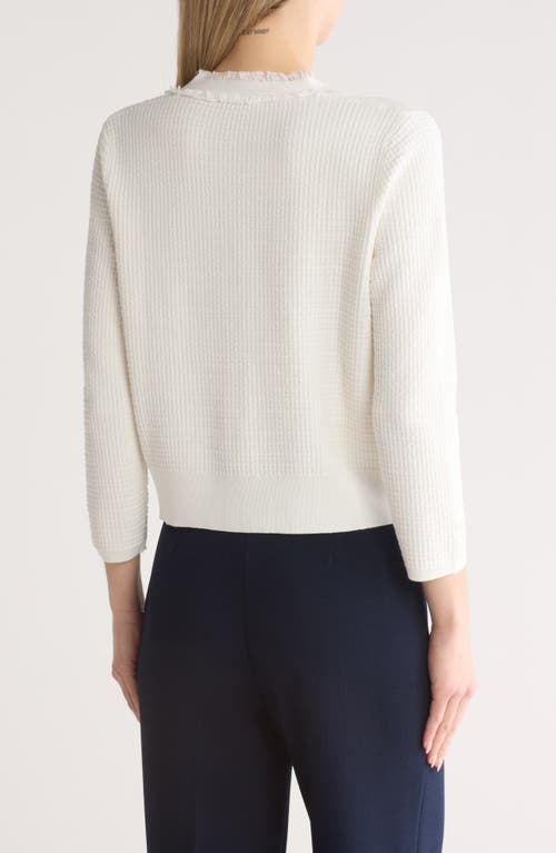 ADRIANNA PAPELL ADRIANNA PAPELL FRAYED WAFFLE KNIT CARDIGAN