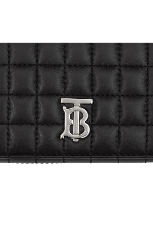 Shop Burberry Lola Quilted Leather Trifold Wallet In Black/palladio