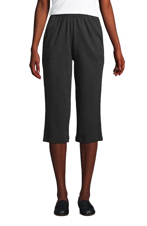 Shop Lands' End Tall Sport Knit Elastic Waist Pull On Capri Pants In Dark Charcoal Heather