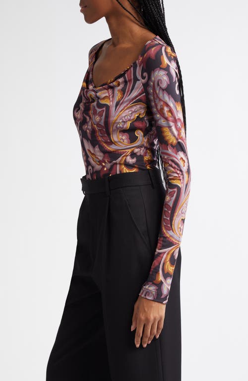 Etro Paisley Scoop Neck Knit Top In Printed Black Base