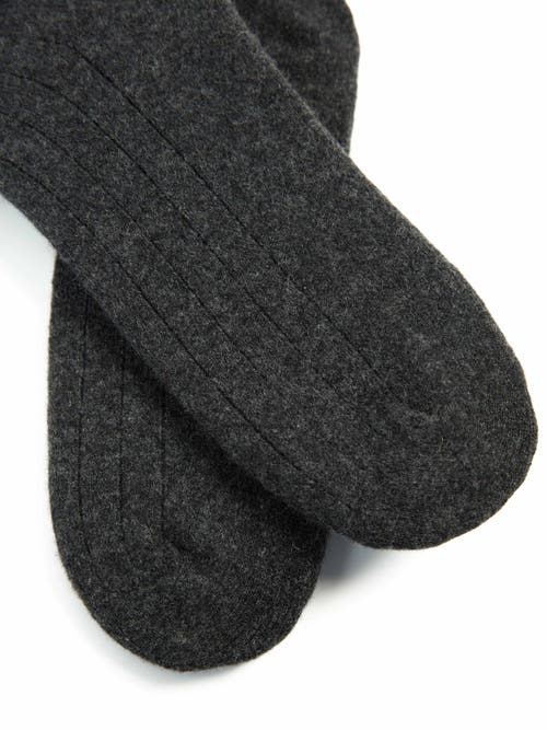 Shop Gobi Cashmere Trim Knit Bed Socks In Charcoal