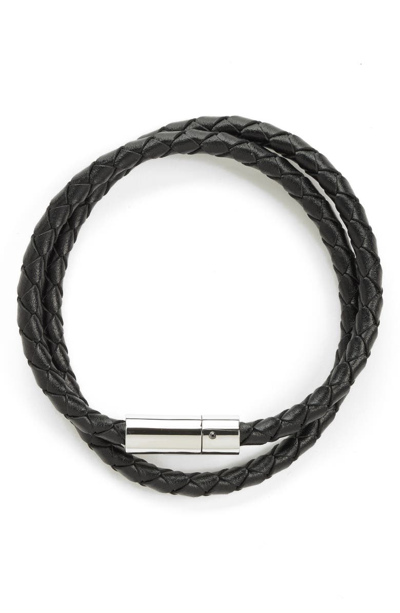 Nordstrom Men's Braided Leather Wrap Bracelet Nordstrom
