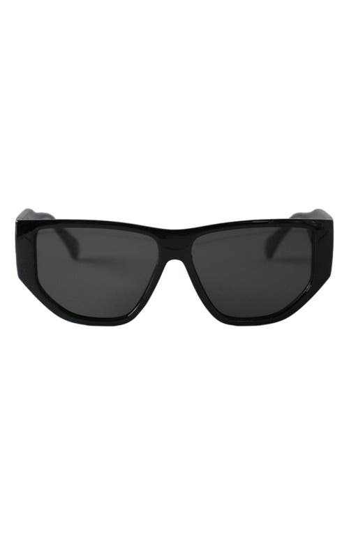 Fifth & Ninth Ash 56mm Polarized Geometric Sunglasses in Black/Black at Nordstrom