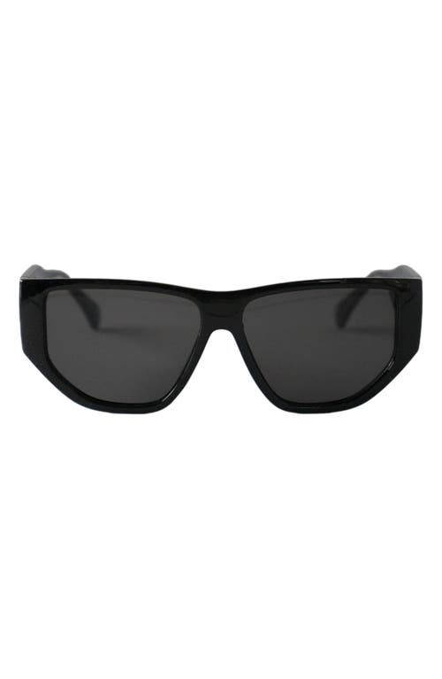 Fifth & Ninth Ash 56mm Polarized Geometric Sunglasses In Black/black