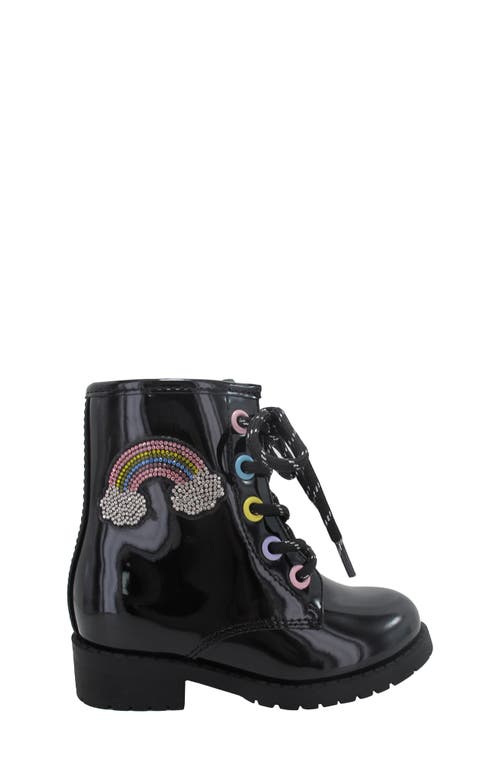 Shop Jellypop Kids' Lil Jenna Rainbow Appliqué Boot In Black