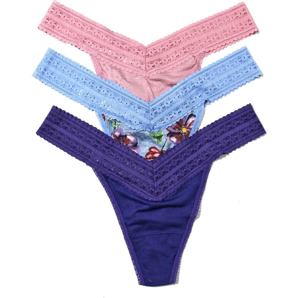 Shop Hanky Panky Original Rise Assorted Thongs In Lavt/chtw/epur