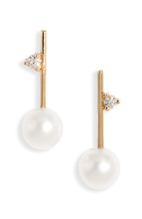 Poppy Finch Diamond & Cultured Pearl Drop Earrings in 14Kyg at Nordstrom