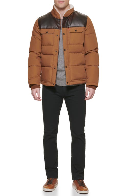 Levi's® Woodsman High Pile Fleece Puffer Jacket In Brown Combo