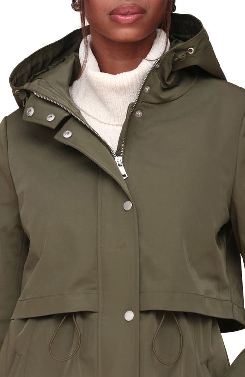 Shop Avec Les Filles Water Resistant Twill Hooded Longline Coat In Olive