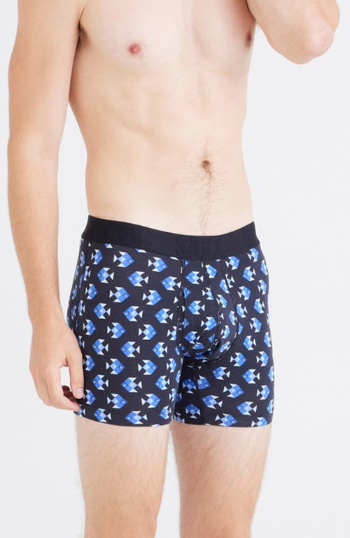 Shop Saxx Droptemp™ Cooling Cotton Boxer Briefs In Aquatic Check-black