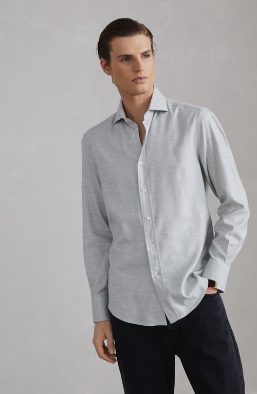 Shop Brunello Cucinelli Flannel Chevron Shirt In Pearl Grey