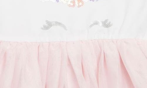 Shop Zunie Kids' Sequin Tulle Dress In Ivory/blush