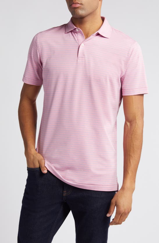 Shop Peter Millar Duet Stripe Performance Golf Polo In Spring Blossom