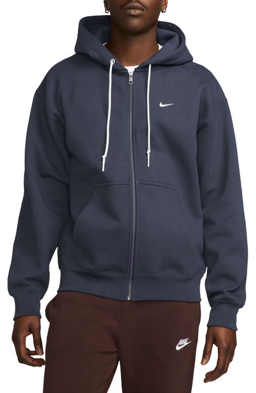 Nike Solo Swoosh Zip Hoodie In Thunder Blue/white