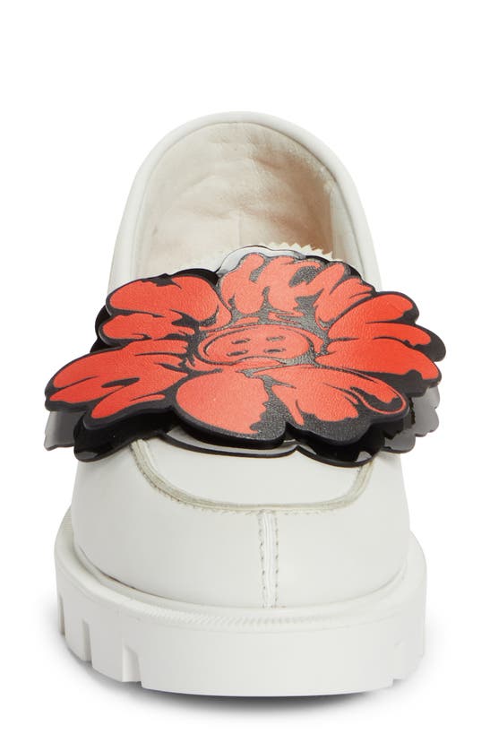 Shop Christian Louboutin X Shun Sudo Button Flower Moc Toe Lug Loafer In W302 Bianco/ Lin Bianco