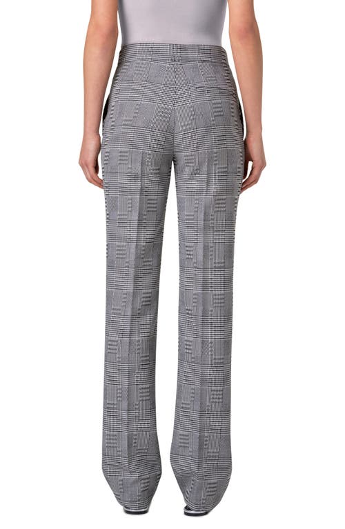 Shop Akris Punto Chio Glen Plain Wool Crepe Straight Leg Pants In Black-cream