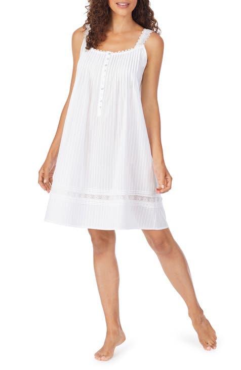 Women Cotton Night Dress Summer Sleeveless White Long Nightdress
