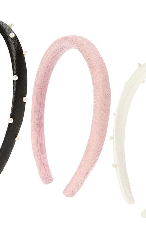 Shop Capelli New York Kids' Assorted 3-pack Imitation Pearl Headbands In Pink Combo