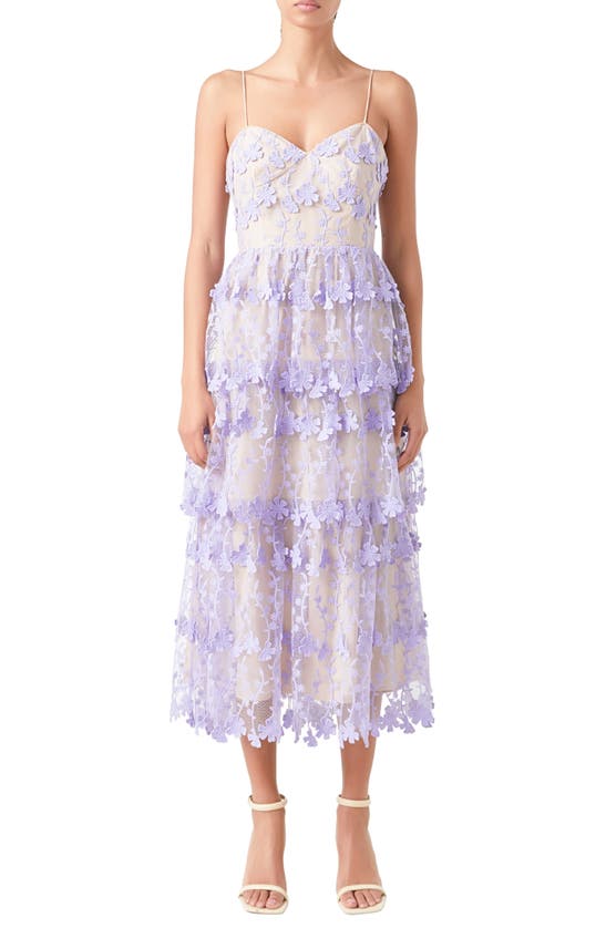 Endless Rose Women's Floral Layered Midi Dress In Lilac