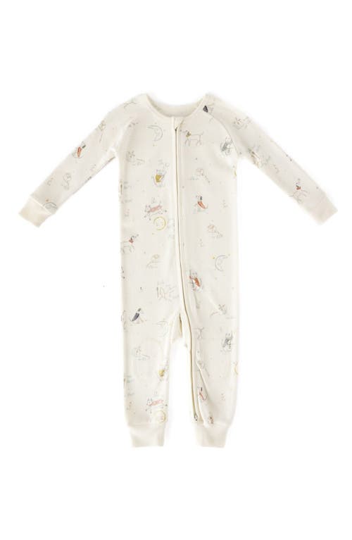 Pehr Fitted Organic Cotton One-Piece Pajamas in Over The Moon at Nordstrom, Size 6-12 M