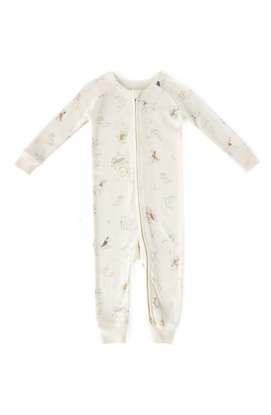 Shop Pehr Fitted Organic Cotton One-piece Pajamas In Over The Moon