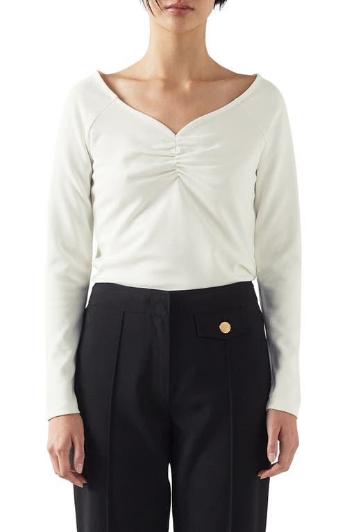 LK Bennett Anabella Long Sleeve Jersey Top Ivory at Nordstrom,