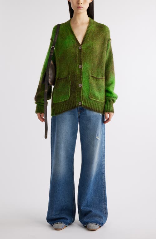 Shop Acne Studios Kark V-neck Oversize Cardigan In Bright Green