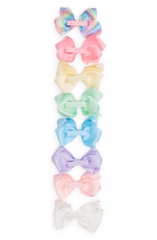Shop Capelli New York Kids' Assorted 8-pack Bow Clips In Pale Multi
