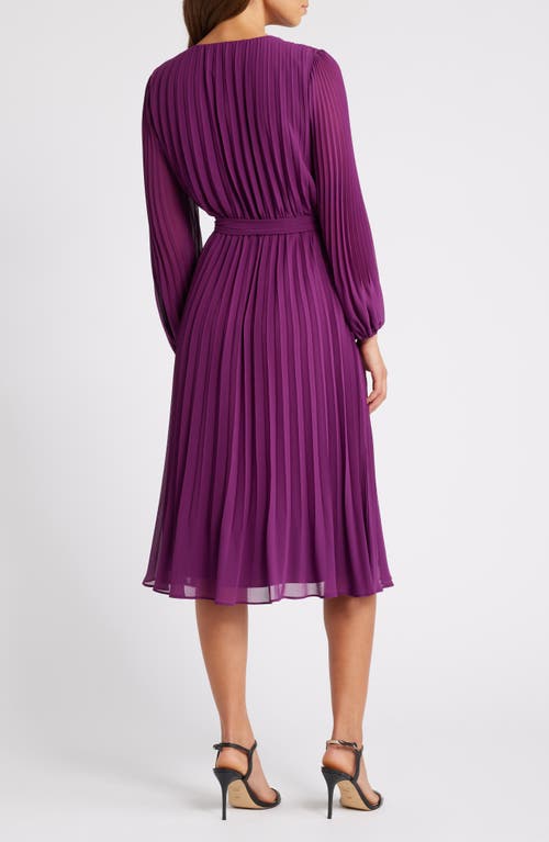 Shop Sam Edelman Pleated Long Sleeve Dress In Eggplant