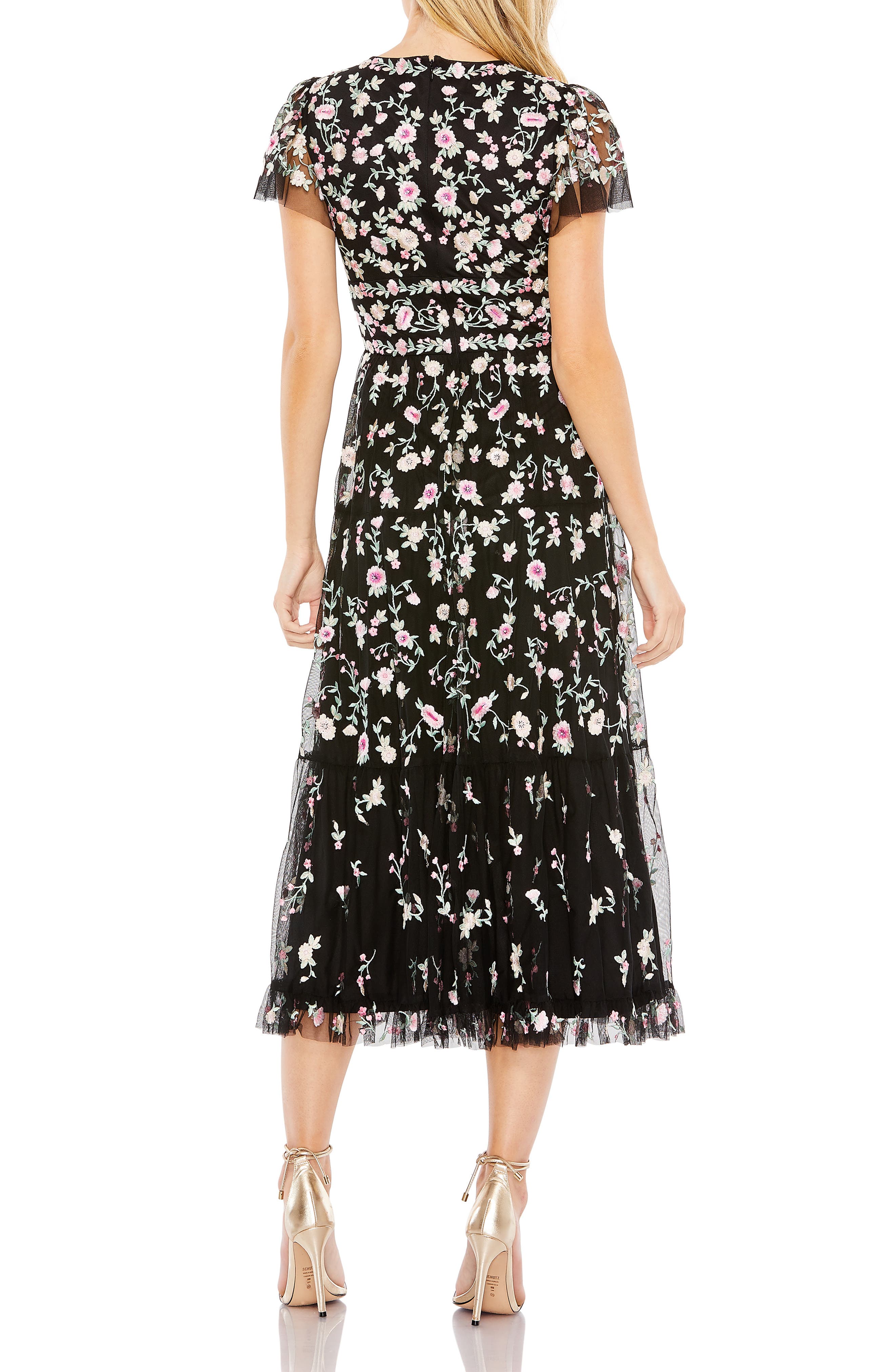 Mac Duggal Women's Floral Midi Dress - Black Multi - Size 16