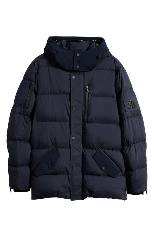 Moose Knuckles Everest 3q Quilted Down Hooded Jacket In Navy