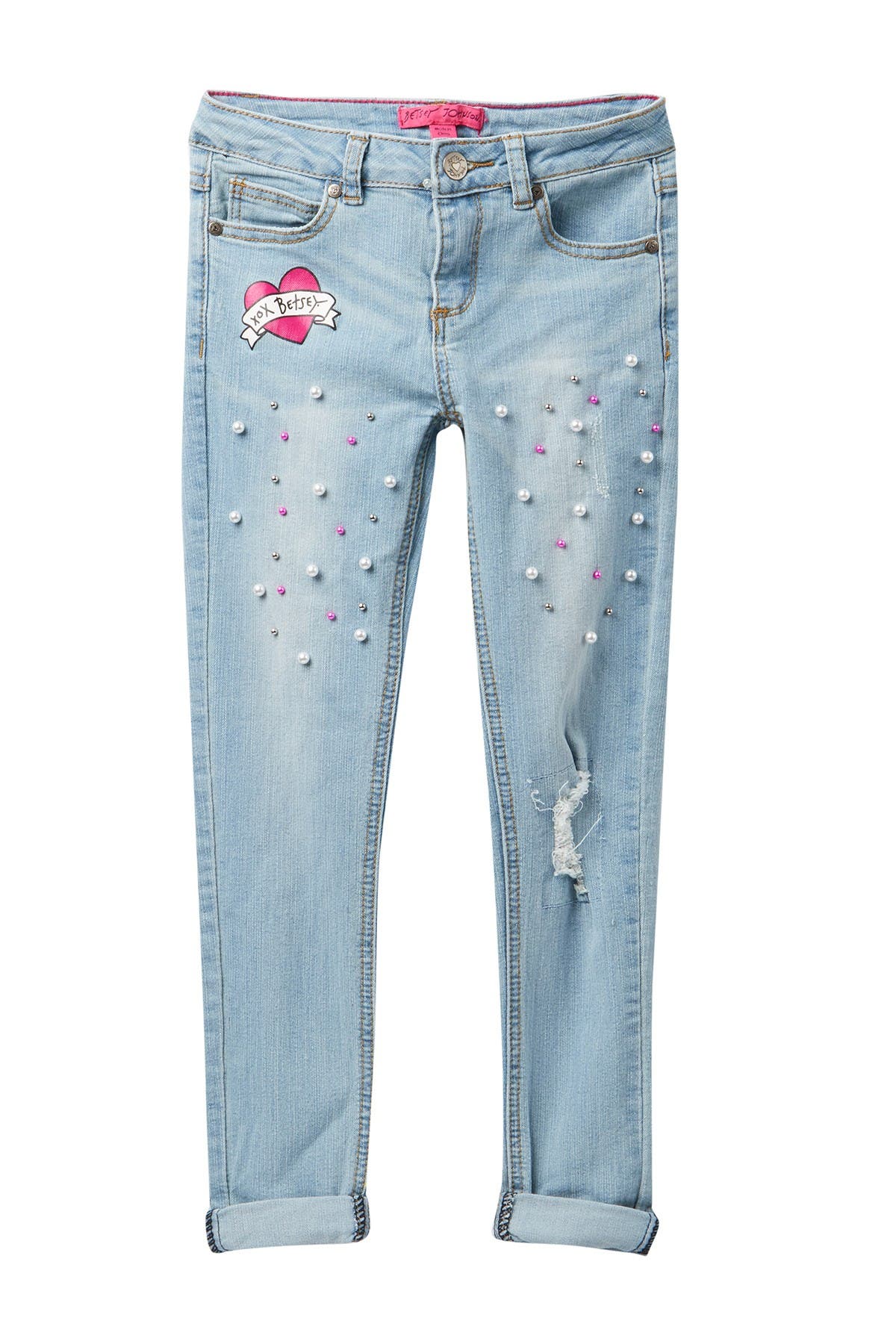 pearl detail jeans