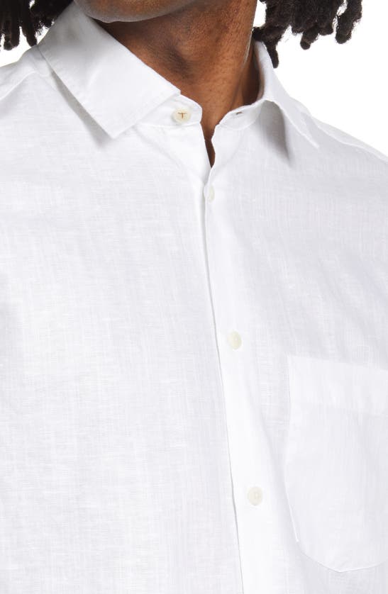 Shop Ted Baker London Addle Short Sleeve Linen & Cotton Button-up Shirt In White