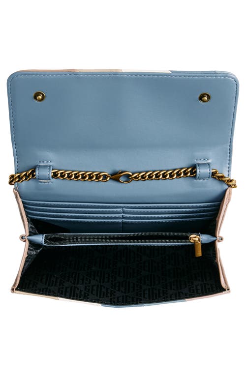 Shop Kurt Geiger London Soho Stripe Leather Chain Wallet In Blue