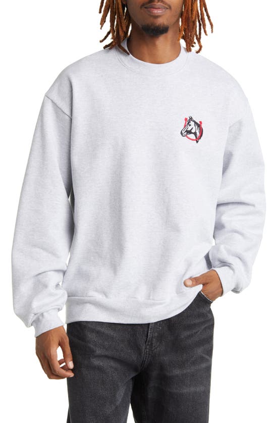 Shop One Of These Days Horse Shoe Embroidered Sweatshirt In Heather