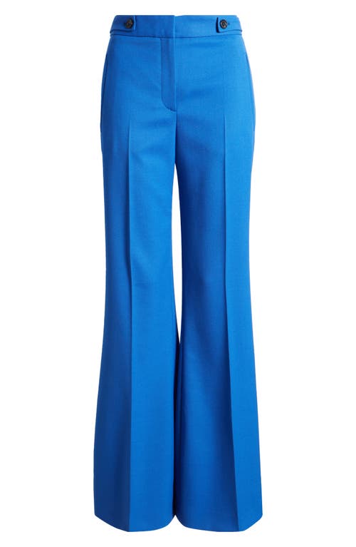 Shop Hugo Boss Boss Talia Wool Blend Flare Pants In Sonic Blue