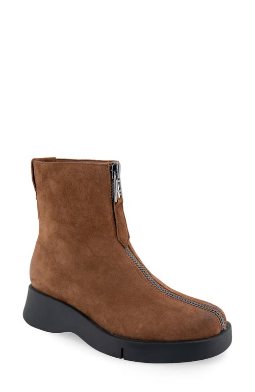 Shop Aerosoles Francis Zip-up Bootie In Tobacco Suede